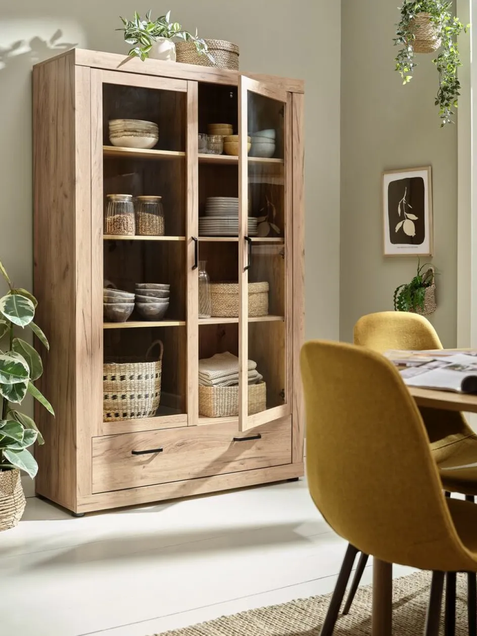 LINTRUPVitrine LINTRUP 2 portes coloris chêne naturel-JYSK Online