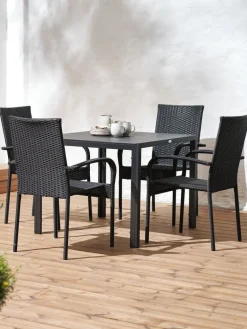 MADERUP + GUDHJEMMADERUP L90 table + 4 GUDHJEM chaises noir-JUTLANDIA New