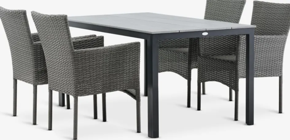 MARIELYST + AIDTMARIELYST L150 table + 4 AIDT chaises gris-JYSK Online