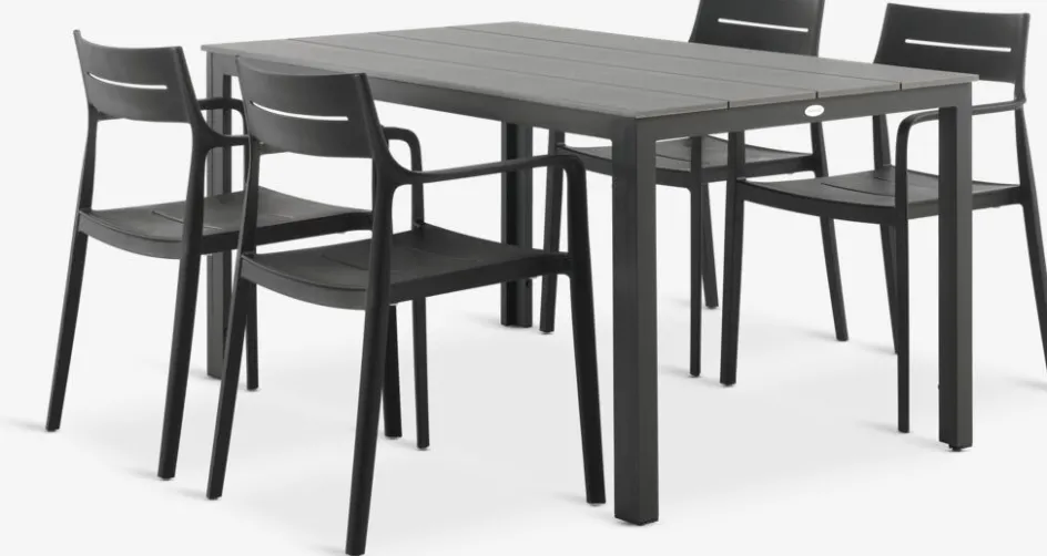 MARIELYST + INGSTRUPMARIELYST L205 table + 4 INGSTRUP chaises noir-JYSK Discount