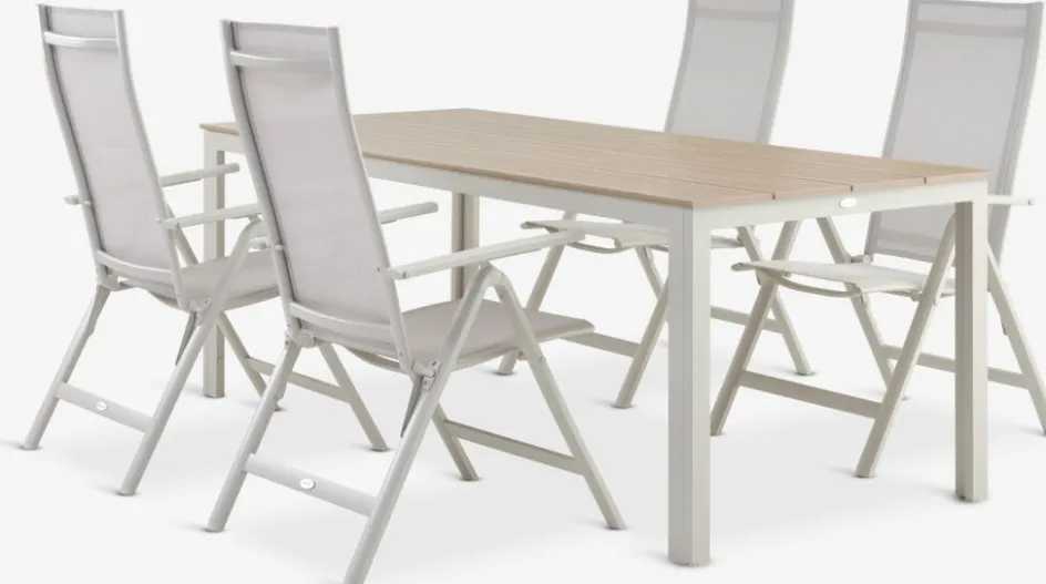 MARIELYST + LOMMAMARIELYST L205 table + 4 LOMMA chaises beige-JUTLANDIA New