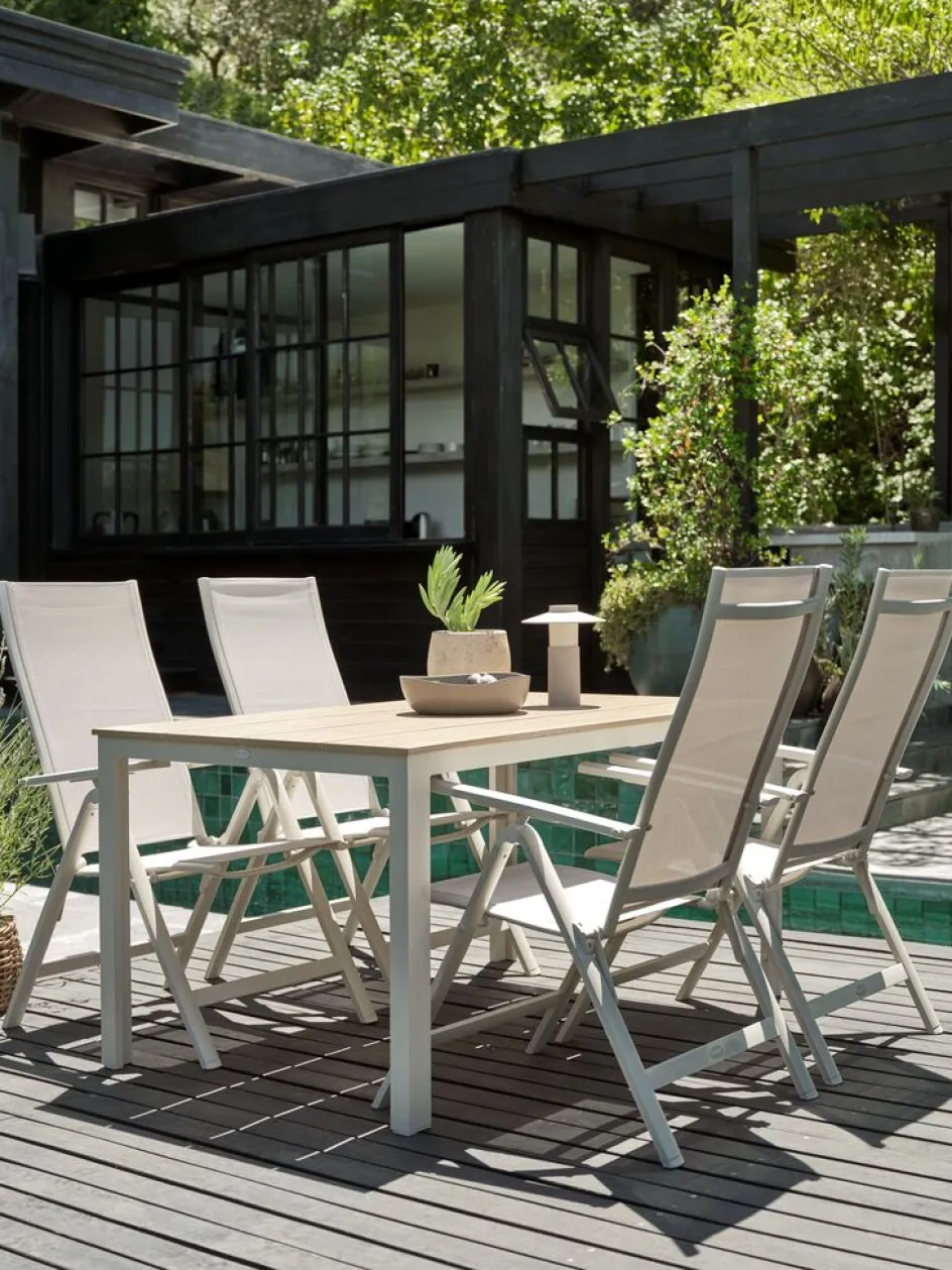 MARIELYST + LOMMAMARIELYST L150 table + 4 LOMMA chaises beige-JUTLANDIA Outlet