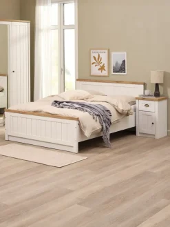 MARKSKELCadre de lit MARKSKEL 140x190 coloris blanc/chêne naturel-JYSK