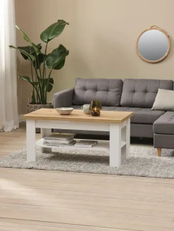 MARKSKELTable basse MARKSKEL 60x110 blanc/coloris chêne naturel-JYSK