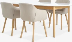 MARSTRAND + ADSLEVMARSTRAND L200/280 table blanc + 4 ADSLEV chaises beige-JYSK Hot