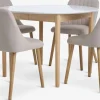 MARSTRAND + ADSLEVMARSTRAND Ø110 table blanc + 4 ADSLEV sans accoudoirs beige-JYSK