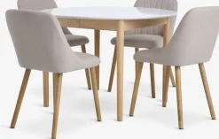 MARSTRAND + ADSLEVMARSTRAND Ø110 table blanc + 4 ADSLEV sans accoudoirs beige-JYSK