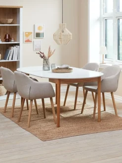 MARSTRAND + ADSLEVMARSTRAND Ø110 table blanc + 4 ADSLEV chaises beige-JYSK Outlet