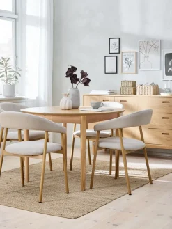 MARSTRAND + EJSINGMARSTRAND Ø110 table coloris chêne + 4 EJSING chaises beige-JYSK Discount