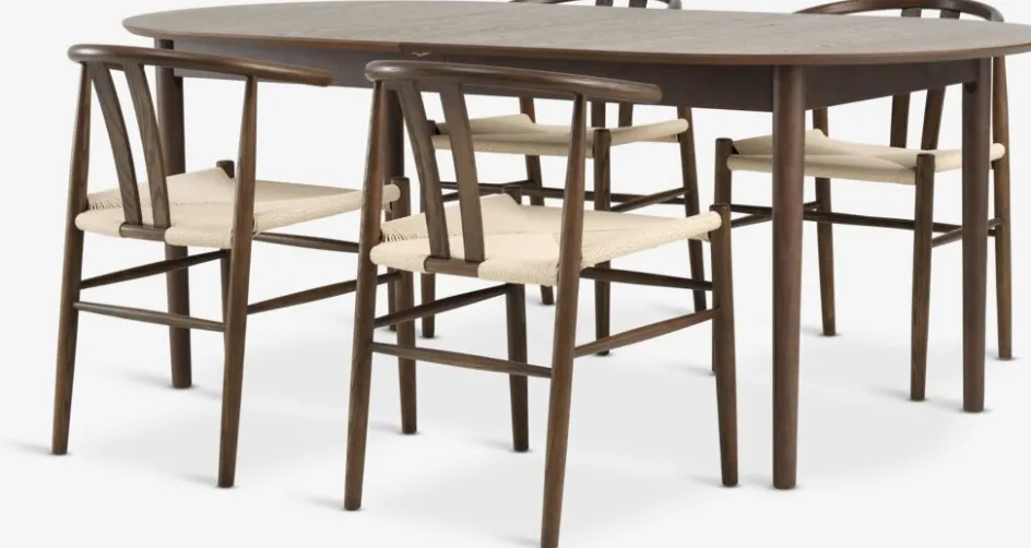 MARSTRAND + GUDERUPMARSTRAND L200/280 table coloris chêne + 4 GUDERUP chaises-JYSK Discount