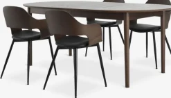 MARSTRAND + HVIDOVREMARSTRAND L200/280 table chêne f. + 4 HVIDOVRE chaises ch. f-JYSK New