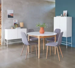 MARSTRAND + JONSTRUPMARSTRAND Ø110 table blanc + JONSTRUP chaises gris-JYSK Outlet