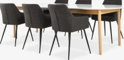 MARSTRAND + PURHUSMARSTRAND L200/280 table blanc + 4 PURHUS chaises gris-JYSK Online