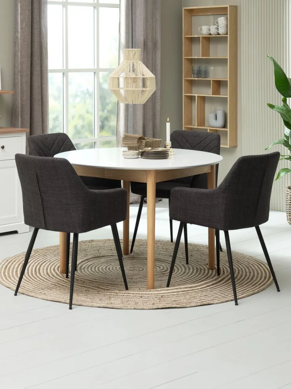 MARSTRAND + PURHUSMARSTRAND Ø110 table blanc + 4 PURHUS chaises gris-JYSK Sale