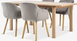 MEJLSKOV + ADSLEVMEJLSKOV L180 table chêne + 4 ADSLEV chaises velours gris-JYSK Best