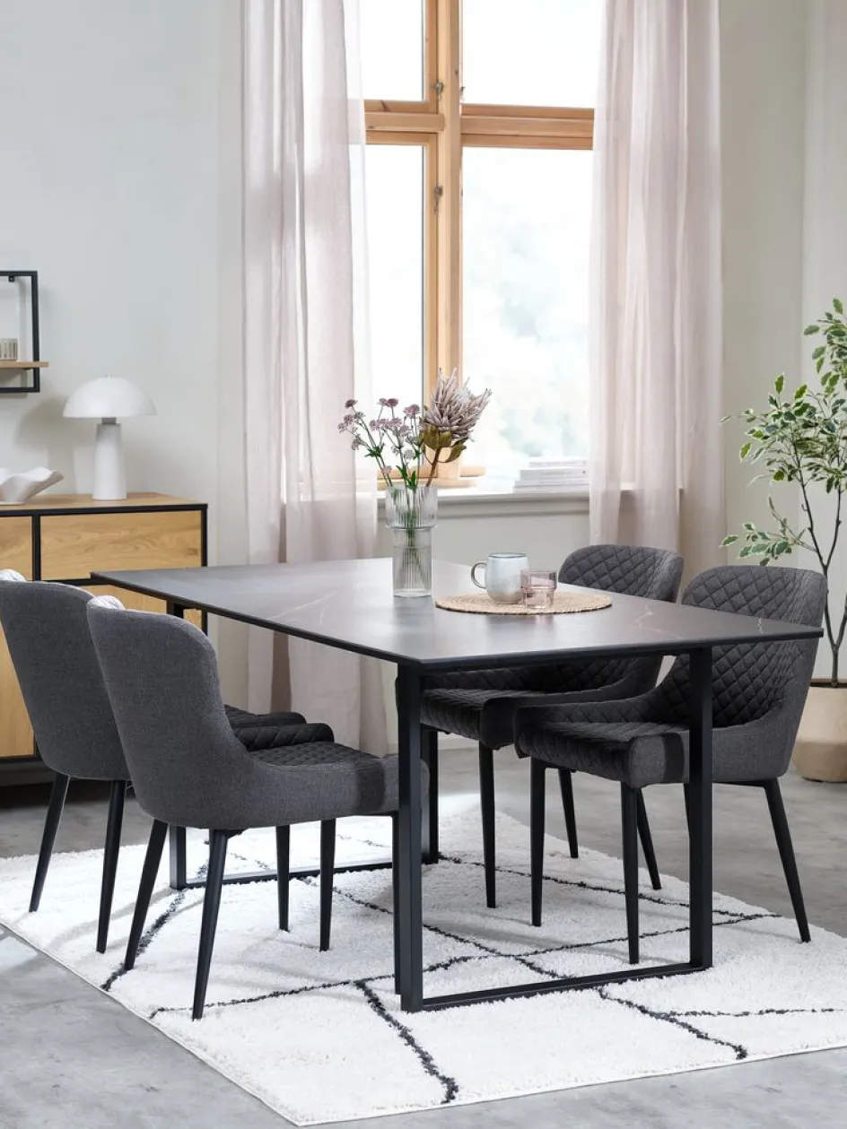 MOSELUND + PEBRINGEMOSELUND L180 table céramique + 4 PEBRINGE chaises gris/noir-JYSK Outlet