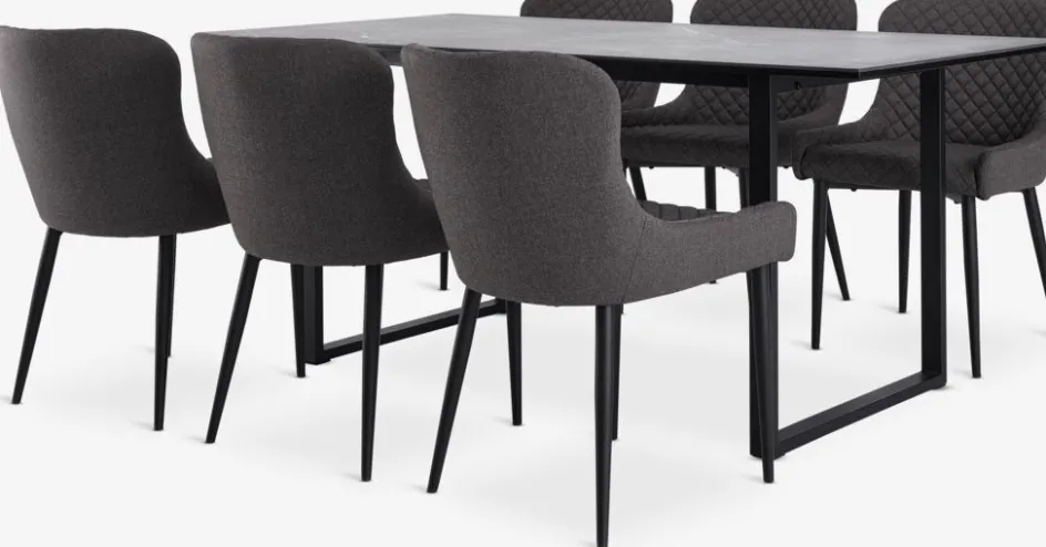 MOSELUND + PEBRINGEMOSELUND L180 table céramique + 4 PEBRINGE chaises gris/noir-JYSK Outlet