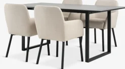 MOSELUND + SOTTRUPMOSELUND L180 table céramique + 4 SOTTRUP chaises beige/noir-JYSK Discount