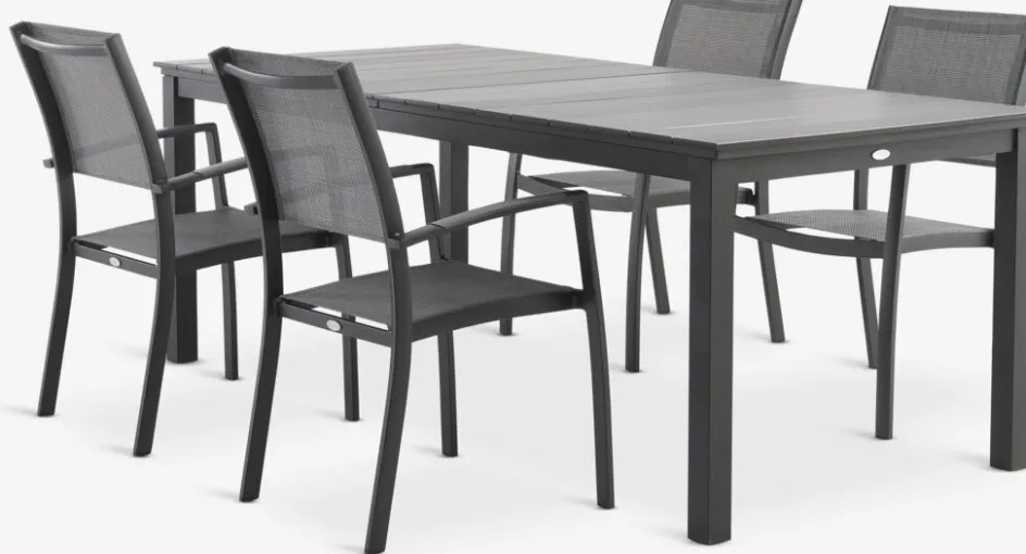 MOSS + STRANDBYMOSS L214/315 table + 4 STRANDBY chaises gris-JUTLANDIA Best