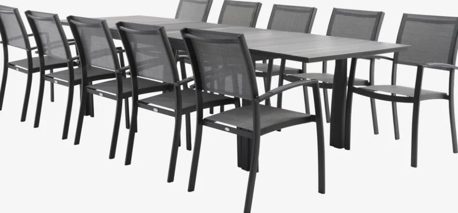 MOSS + STRANDBYMOSS L214/315 table + 4 STRANDBY chaises gris-JUTLANDIA Best