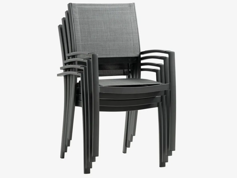 MOSS + STRANDBYMOSS L214/315 table + 4 STRANDBY chaises gris-JUTLANDIA Best