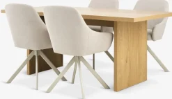 MUNKEBY + ROSTRUPMUNKEBY L180 table colo. chêne + 4 ROSTRUP chaises beige-JYSK Clearance