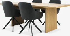 MUNKEBY + ROSTRUPMUNKEBY L220 table colo. chêne + 4 ROSTRUP chaises noir-JYSK Discount