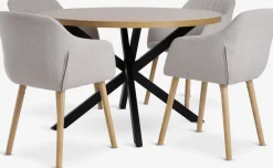 NORTOFT + ADSLEVNORTOFT Ø120 table coloris chêne + 4 ADSLEV chaises beige-JYSK Discount