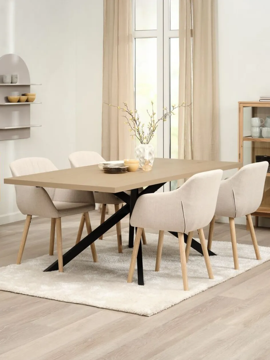 NORTOFT + ADSLEVNORTOFT L200 table coloris chêne + 4 ADSLEV chaises beige-JYSK Best