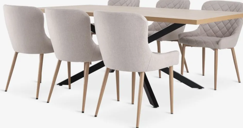 NORTOFT + BELLINGENORTOFT L200 table coloris chêne + 4 BELLINGE chaises sable-JYSK New