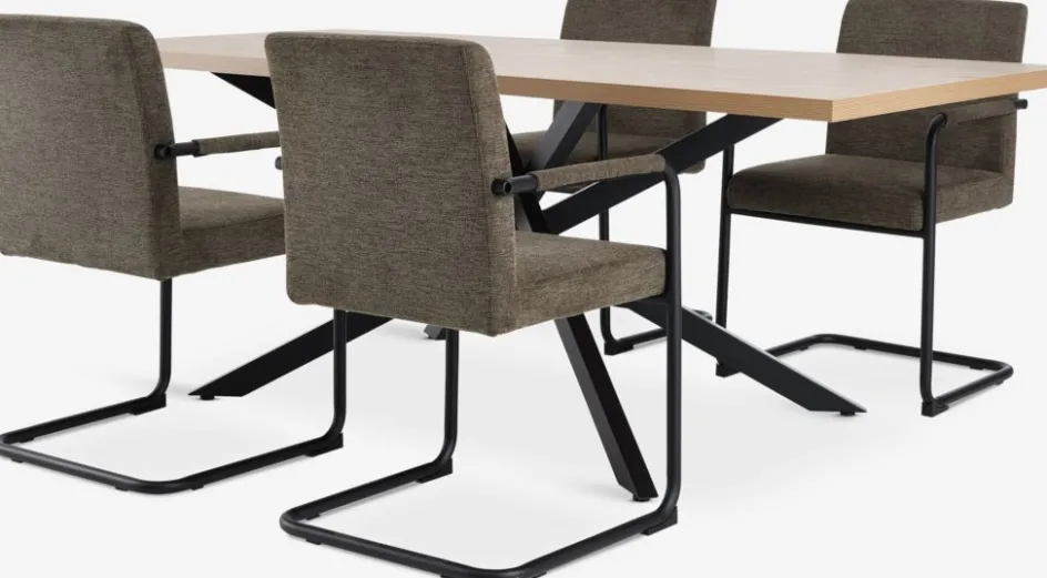 NORTOFT + ESPENORTOFT L200 table coloris chêne + 4 ESPE chaises olive/noir-JYSK Clearance