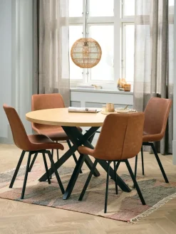 NORTOFT + HYGUMNORTOFT Ø120 table coloris chêne + 4 HYGUM chaises cognac-JYSK Outlet