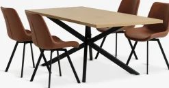 NORTOFT + HYGUMNORTOFT L200 table coloris chêne + 4 HYGUM chaises cognac-JYSK New