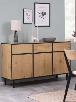 ODENSEBuffet ODENSE 3 portes 3 tiroirs coloris chêne chaud/noir-JYSK Sale