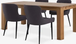 OLDE + PEBRINGEOLDE L200 table coloris chêne + 4 PEBRINGE chaises gris/noir-JYSK Discount