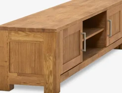 OLDEMeuble TV OLDE 200 cm 2 portes 1 étagère chêne naturel-Royal Oak Best