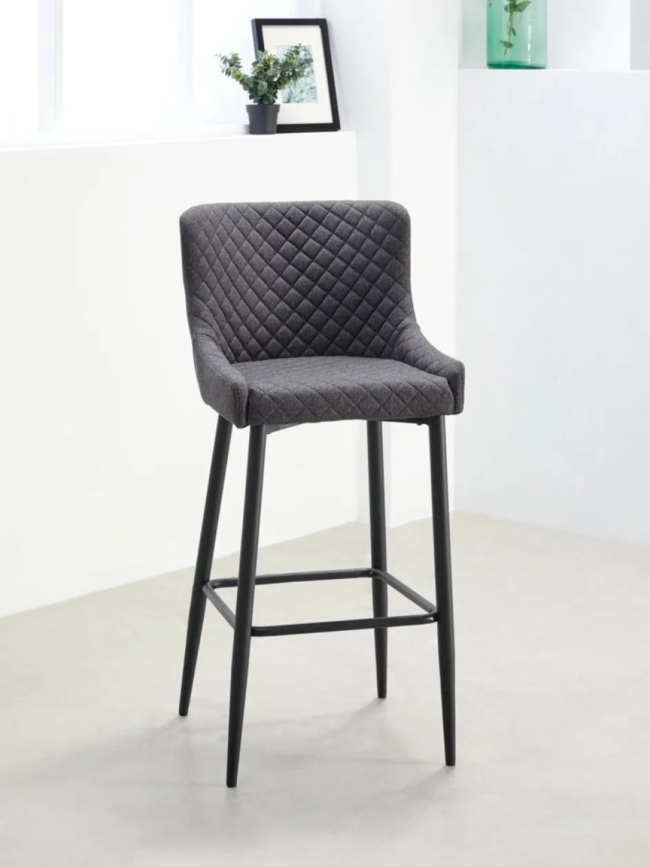 PEBRINGEChaise de bar PEBRINGE avec dossier tissu /noir-JYSK Online