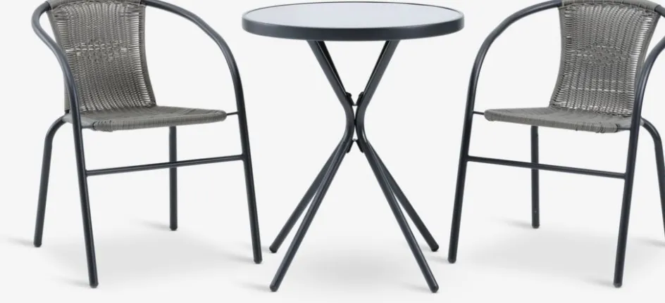 RADSTRUP + GRENAARADSTRUP Ø60 table noir + 2 GRENAA chaises gris-JYSK Discount