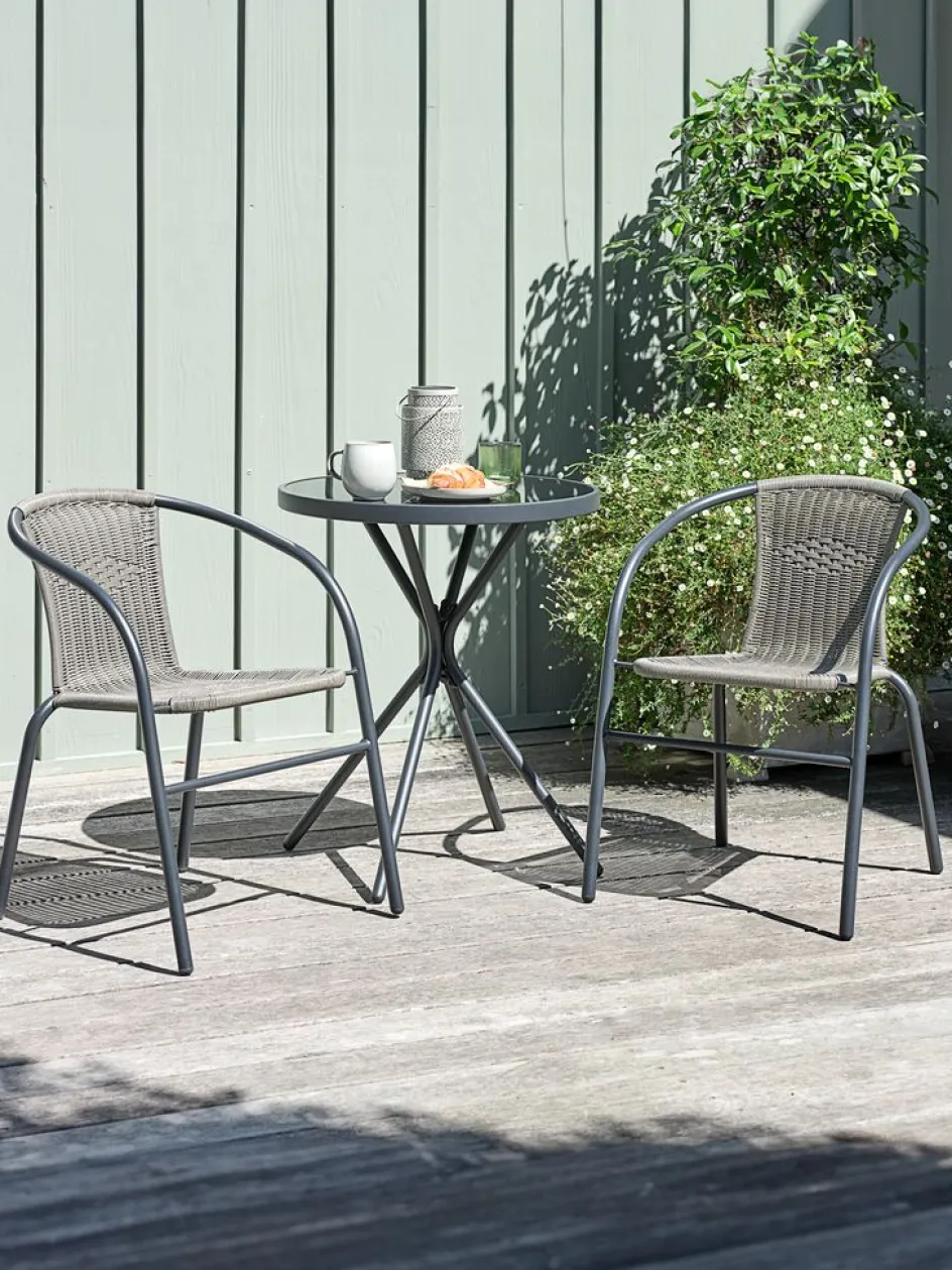 RADSTRUP + GRENAARADSTRUP Ø60 table noir + 2 GRENAA chaises gris-JYSK Discount