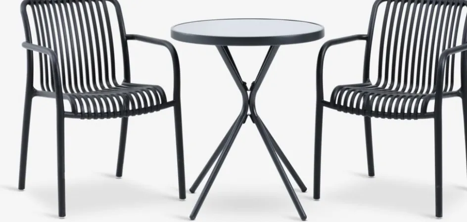 RADSTRUP + NABBENRADSTRUP Ø60 table + 2 NABBEN chaises noir-JYSK New