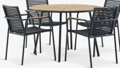 RANGSTRUP + NABERANGSTRUP Ø110 table naturel/noir + 4 NABE chaises empil. n.-JUTLANDIA Discount