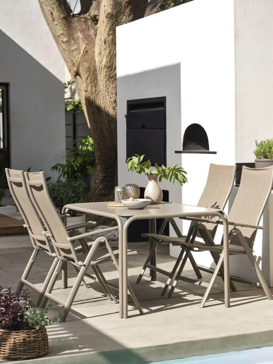 RAUMA + HURDALRAUMA L140 table + 4 HURDAL chaises sable foncé-JYSK Outlet