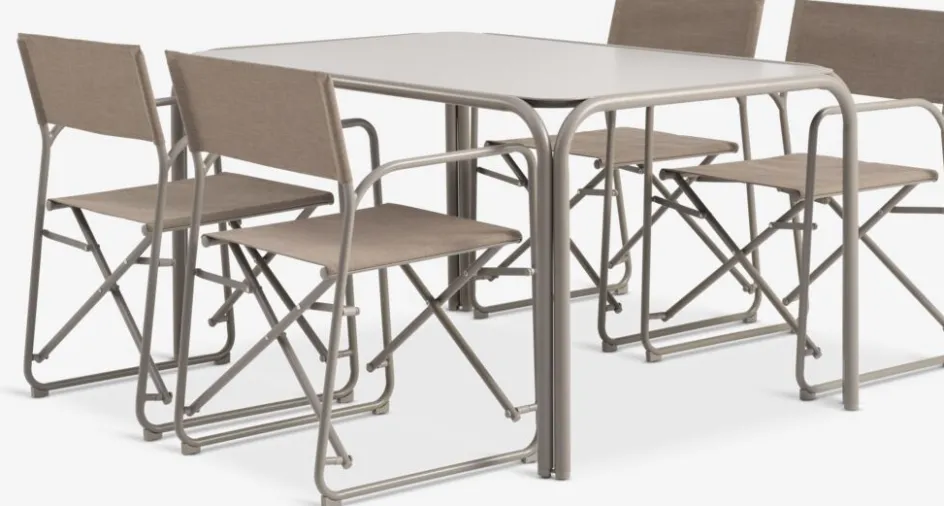 RAUMA + LIFJELLRAUMA L140 table + 4 LIFJELL chaises sable foncé-JYSK Online
