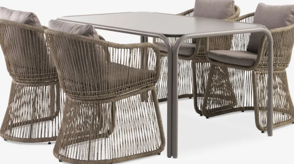RAUMA + STORDALENRAUMA L140 table sable foncé + 4 STORDALEN chaises naturel-JYSK Discount