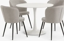 RINGSTED + RISSKOVRINGSTED Ø100 table blanc + 4 RISSKOV chaise gris clair-JYSK New