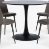 RINGSTED + ULDALRINGSTED Ø100 table noir + 4 ULDAL chaises brun-JYSK New