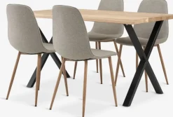 ROSLEV + BISTRUPROSLEV L140 table chêne naturel + 4 BISTRUP chaises sable-JYSK Best