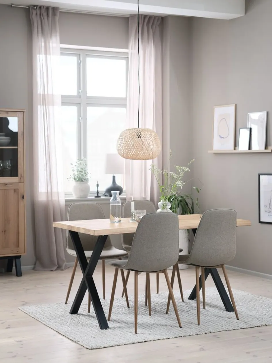 ROSLEV + BISTRUPROSLEV L140 table chêne naturel + 4 BISTRUP chaises sable-JYSK Best