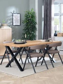 ROSLEV + HINDEVADROSLEV L200 table chêne naturel + 4 HINDEVAD chaises brun c.-JYSK Best