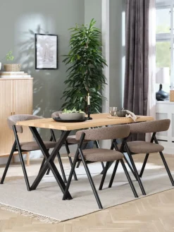 ROSLEV + HINDEVADROSLEV L140 table chêne naturel + 4 HINDEVAD chaises brun c.-JYSK Hot